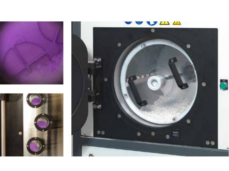 La station de traitement plasma sous-vide RotoVAC est indispensable pour traiter de petites séries de pièces plastiques en vrac